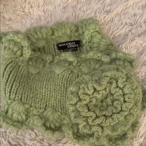 Wooden Ships Mint Green Chunky Knit Cowl with Rosette